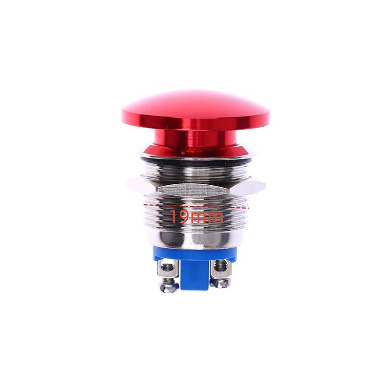 1Pc Waterproof Ip65 Spst (On)-Off 1No 3A 250V With Screw Terminal 16/19/22Mm Momentary Metal Mushroom Head Push Button Switch