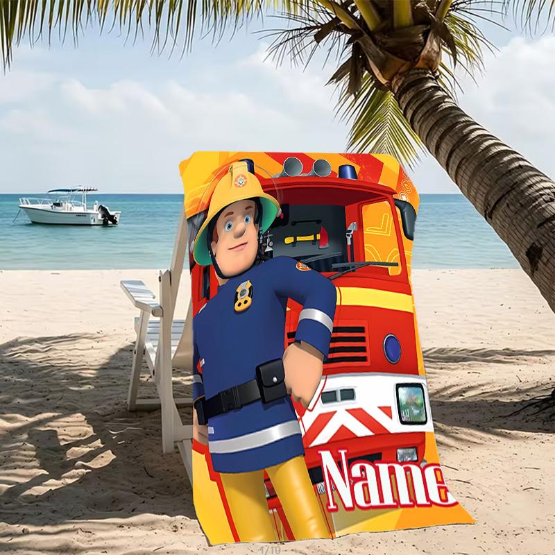 Customizable personalized beach towels Fireman Sam themed designs.Suitable for the beach, yoga, sports;ideal as beach accessories