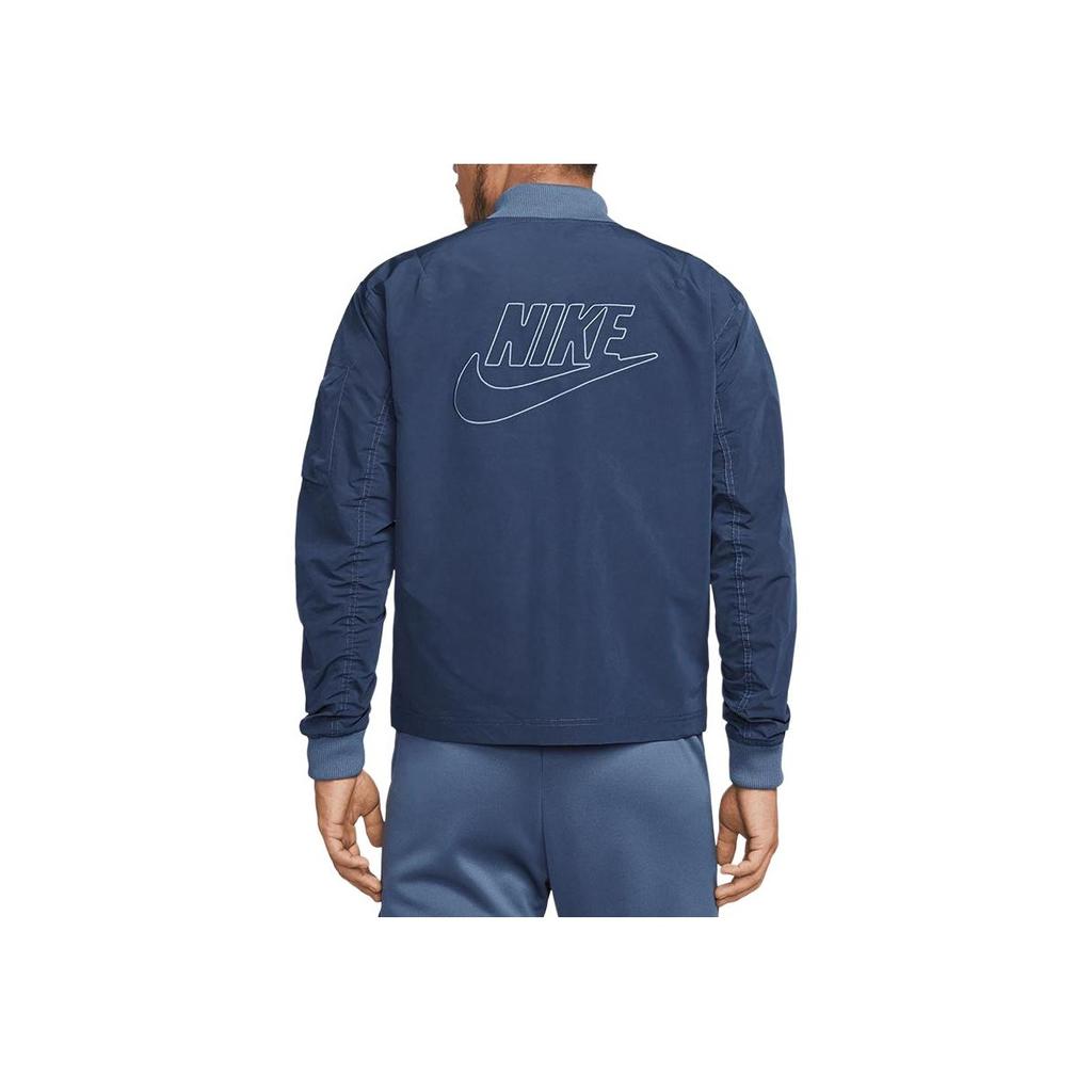 Nike Куртка-бомбер мужская с вышитым логотипом, на молнии, с воротником-стойкой, с длинным рукавом, Цвет: Полуночно-синий FD0952-451