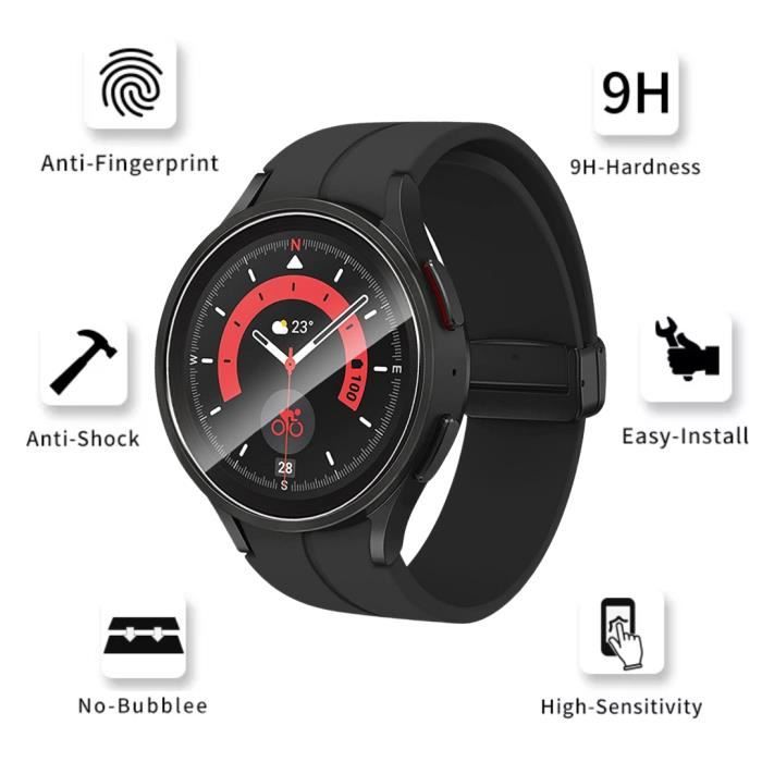 Закаленное стекло для Samsung Galaxy Watch 5 Pro 45 мм [Набор из 2 шт.] Защитная пленка для экрана часов Защита от царапин Phonillico®