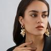 Chic Alloy Gold Geometric Earrings With Pearl Detail Everyday Elegance