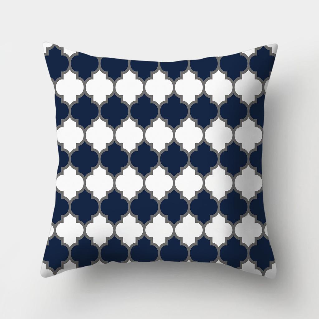 Blue Pattern Decorative Cushion Cover Stripe Geometric Pillow Case For Car Sofa Decor Pillowcase Home Throw Pillow Cover 45X45CM