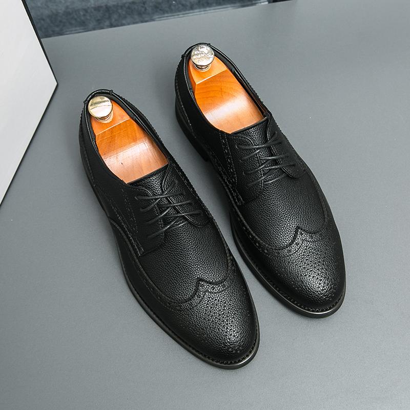 Fashion Luxury Men Brogue Leather Shoes Business Oxford For Suit Office Shoes For Work Retro Handmade Dress Shoes Gentleman Dinner Shoes