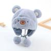 Winter Warm Baby Hats Toddler Earflap Bear Hat with Soft Ball Unisex Infant Snow Cap Fleece Warm Hemming Caps for Newborn