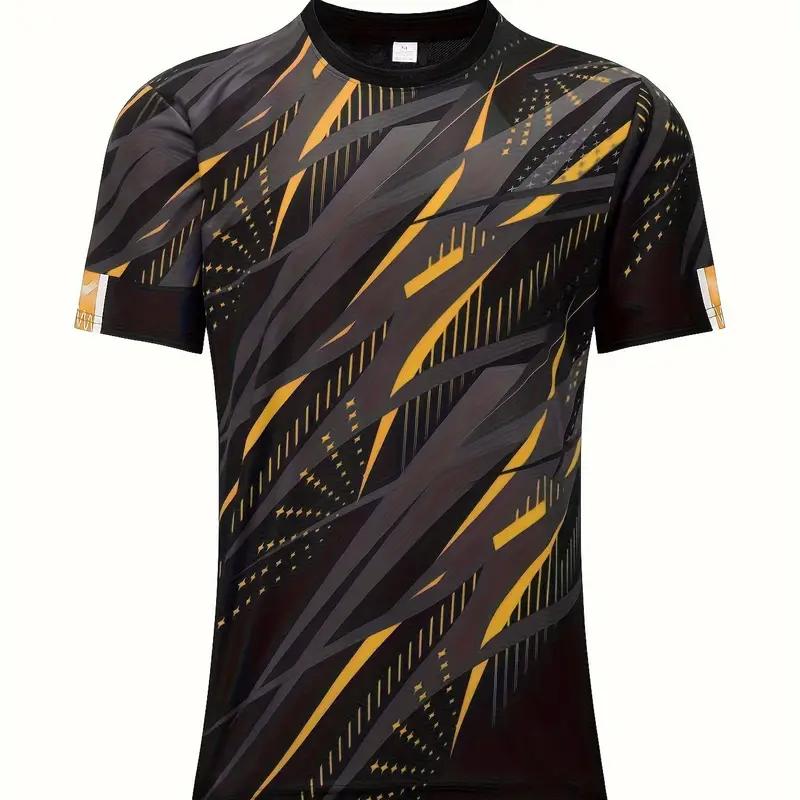 Striped Sports T-Shirt For Men Summer 3d Printed Short Sleeve Outdoor Running Training Tees Fashion Casual Top Men's Clothing