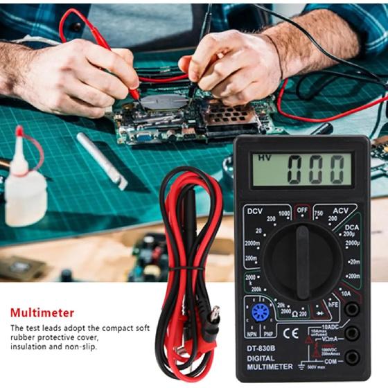 D5 Digital Multimeter,DT-830B Multifunctional Portable LCD Digital Multimeter Amp Volt Ohm Car Tester Voltmeter Ohmmeter Meter