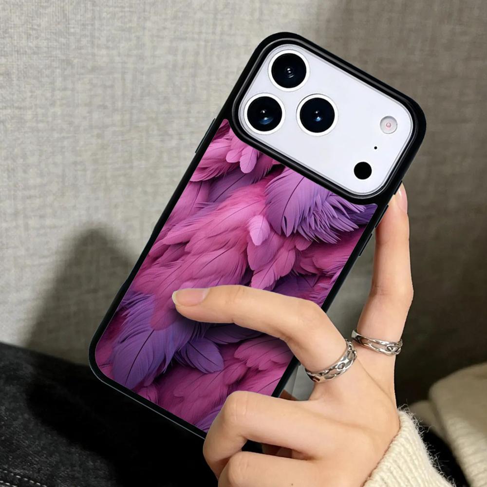 Чехол Case для iPhone 17 Air 16 Pro Max 15 Plus 11 13 Mini 14 12 Задняя крышка телефона с узором из перьев птиц
