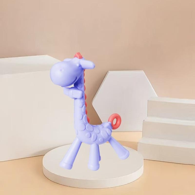 Цельный силиконовый прорезыватель Жираф Мультяшный Детский Кольцо-прорезыватель Силиконовый Грызунок-подвеска без БФА Подарок для прорезывания зубов Игрушка для младенцев