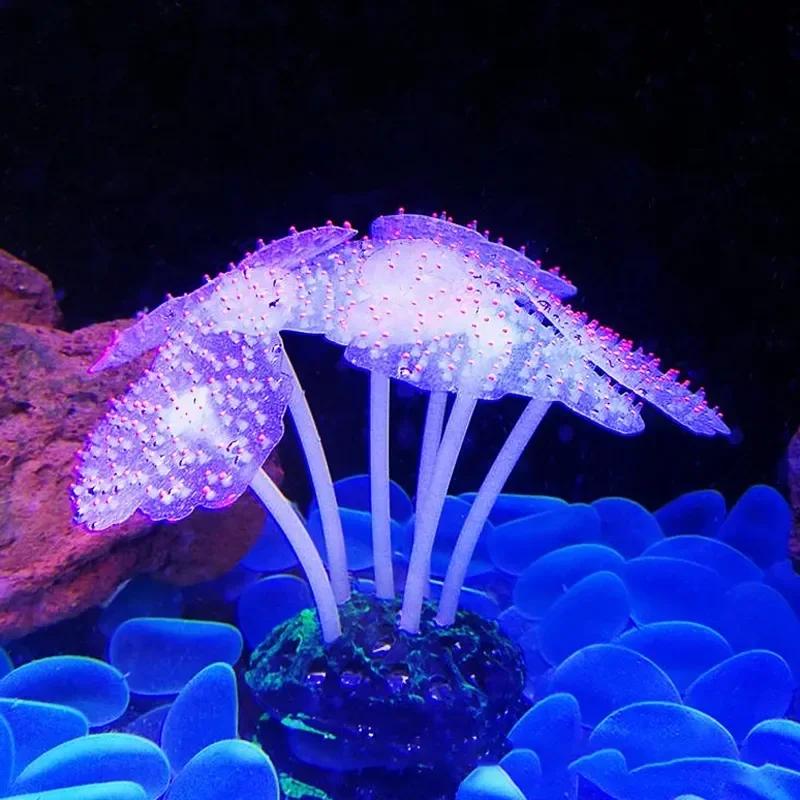 Aquarium Accessories Anemone Weed Fish  Accessories Plastic Decorate Decoration Simulate Artificial Glowing Plants Aquatic