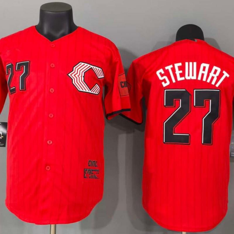 Custom Embroidered Baseball Jersey 2026 Red Team 27 City Edition Cotton Blend Sportswear Men