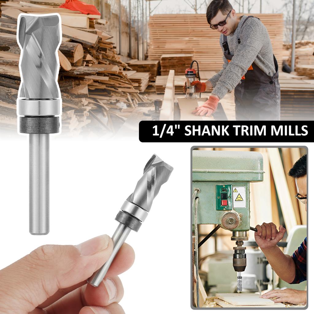 6.35mm Bearing Ultra-Perfomance Compression Flush Trim Router Bit 8 Mm Wood Milling Cutter Woodworking End Mill 1/4 Inch Router