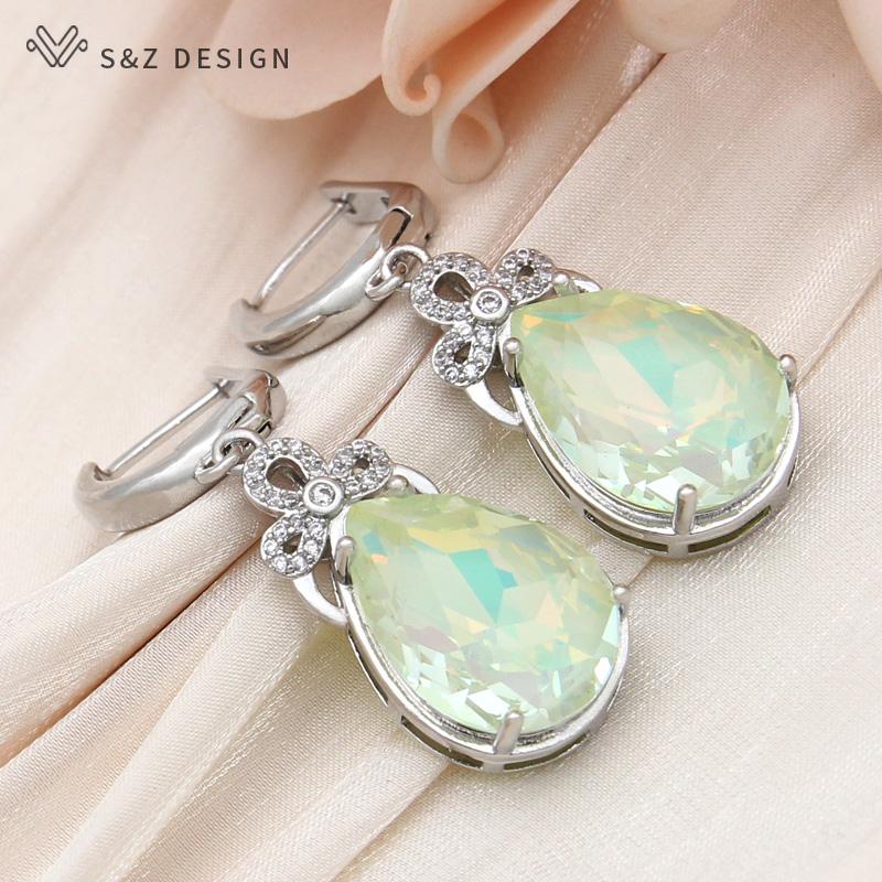 Модные висячие серьги цвета розового золота с каплями воды и кристаллами для женщин, свадебные серьги-капли с кубическим цирконием, ювелирные изделия