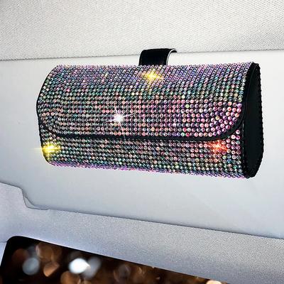 Футляр для очков Diamond Car Glasses Box Storage Sunglasses Holder Sparkle Visor Glasses Case Bling Car Assessoires Interior for Women
