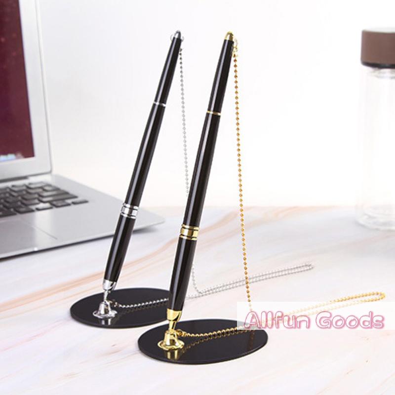 [TG835]Sticky Desk Pens with Chain Fixed Bank Counter Pen Metal Signature Pen for Office Hotel Bank Office