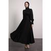 Balloon Sleeve Pleated Skirt Detailed Hijab Dress