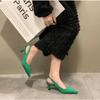 Fashion New Pointy Head Shallow Mouth Half Head Sandal Women's Summer Fine Heels Solid Color Back Strap High Heels