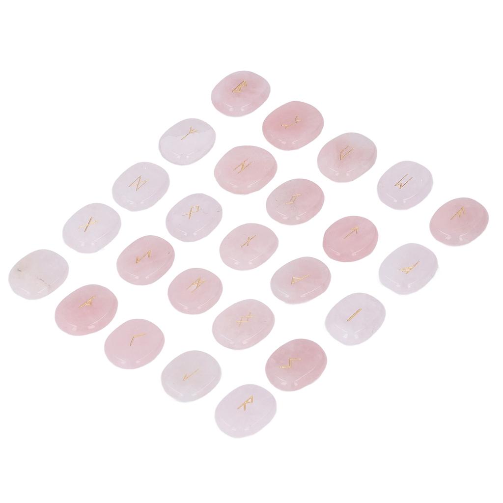 25 Pcs Natural Rune Stones Set Smoother Polished Engraved Meditation Stones Set for Divination