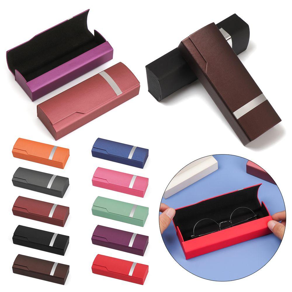 Women Leather PU Reading Eyewear Case Eyewear Protector Steel Ribbon Glasses Box Myopia Glasses Box
