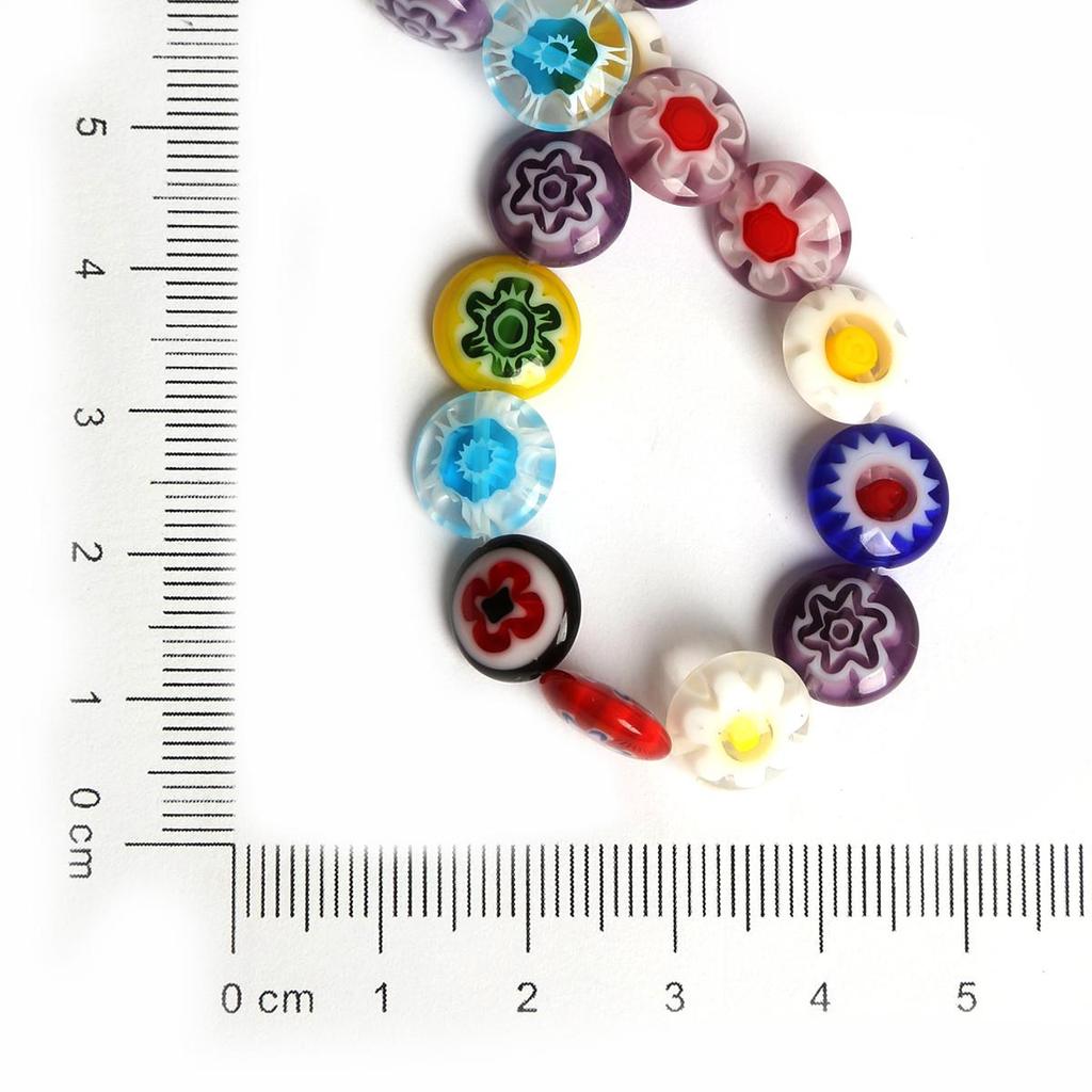 6/8/10 мм смешанные сплющенные круглые стеклянные бусины миллефиори с цветком лэмпворк для изготовления ювелирных изделий