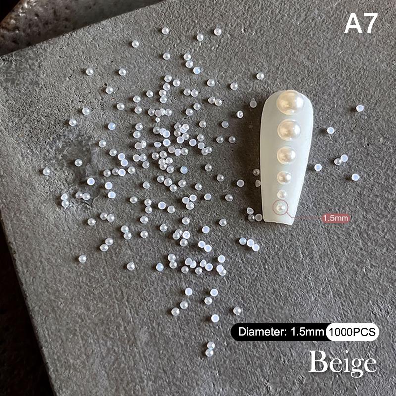 1 Bag Half Round Pearl Nail Charms White Pearls 3D Caviar Beads Manicure Supplies Flatback Pearl Decoration