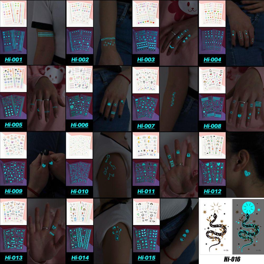 Star Feather Men Women Tattoo Sticker Blue Luminous Fake Tattoo Temporary Tattoos Body Art