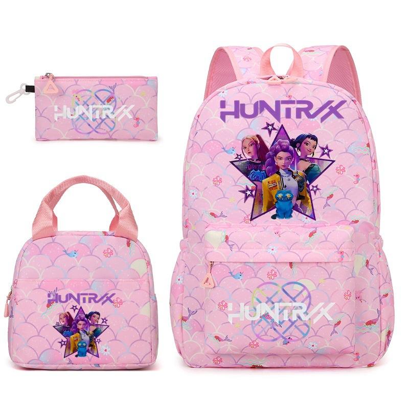 Kpop School Bag, Witch Hunter Girl Group Student Three-Piece School Bag, Large Capacity Backpack, Lightweight Cartoon School Bag