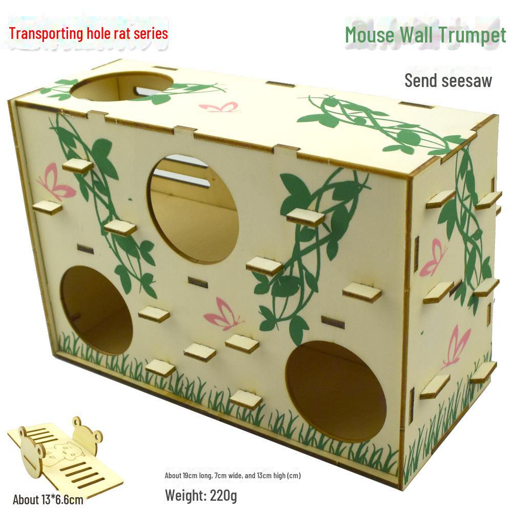 Solid Wood Hamster Play Tunnel: Sports Track, Climbing Stairs, Shelter & Fitness Platform.