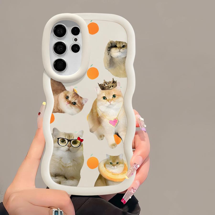 Милый Чехол-Котик для Samsung Galaxy S24 S22 Ultra S21 S25 S23 Plus S20 FE A25 A26 Мягкий Чехол для Телефона A36 A35 A24 A34 A55 A54