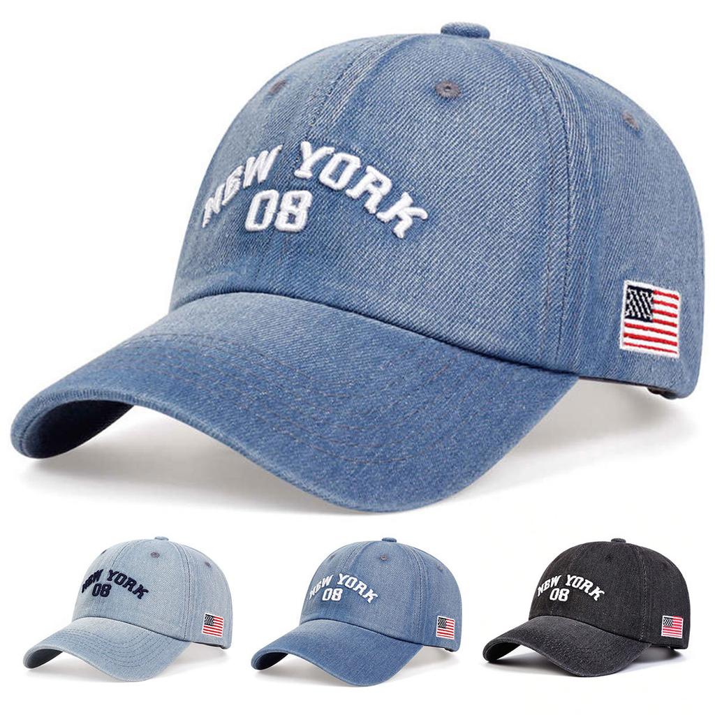 Ковбойская Бейсболка с Вышивкой NEW YORK Кепка с Вышивкой 'Утиный Клюв' Б/У Козырек от Солнца Кепка с Изогнутым Козырьком