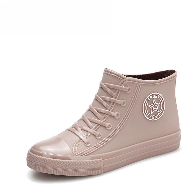 Резиновая обувь, женские непромокаемые непромокаемые сапоги, ботильоны, женская обувь для воды, непромокаемые ботильоны, ботильоны с хлопковым чехлом на плоской подошве