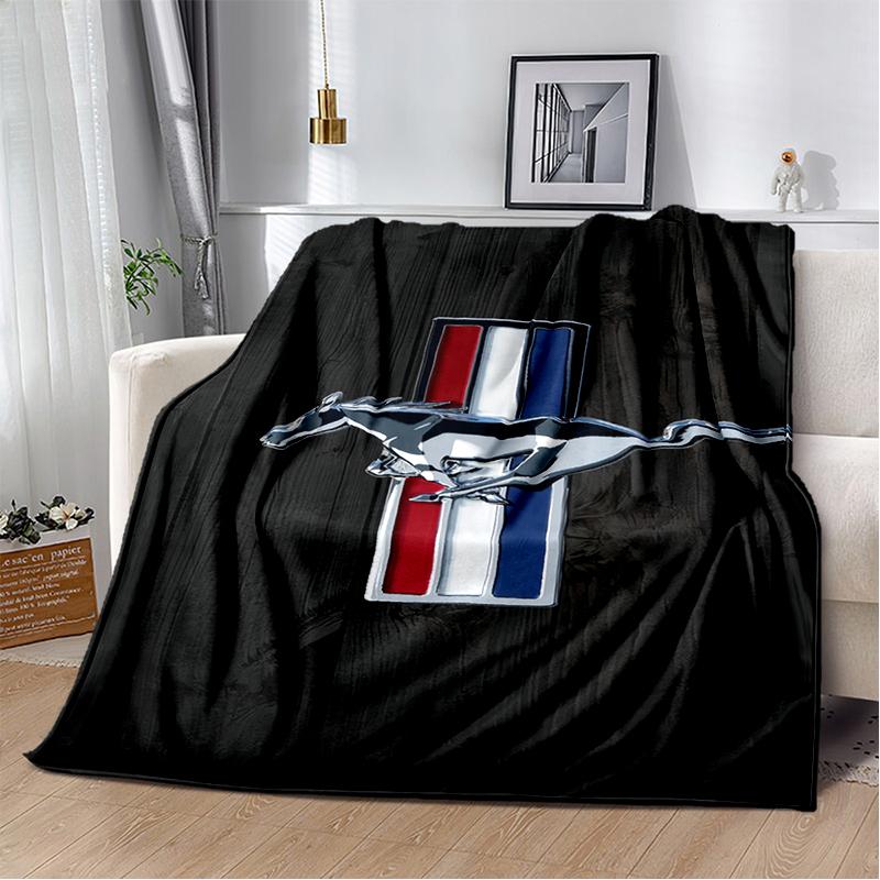 3D Mustang Racing Car Sign GTR Soft Plush Blanket,Flannel Blanket Throw Blanket for Living Room Bedroom Bed Sofa Cover Gift