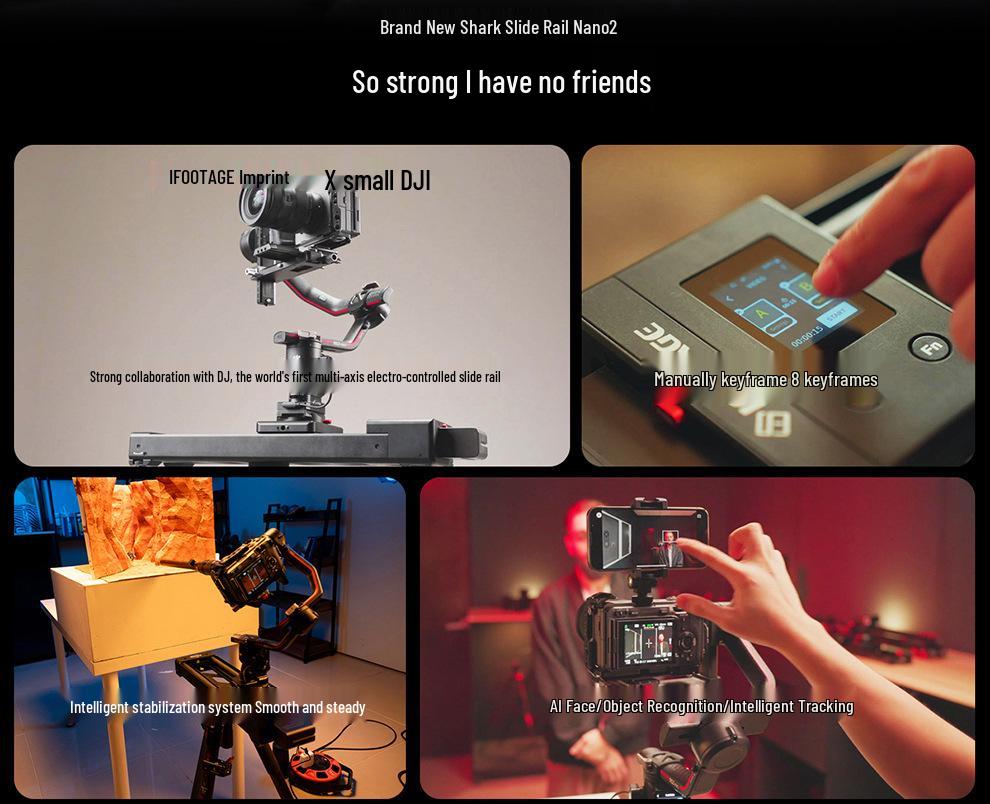 8iFootage Mark Shark Nano Gen 2 Electric Slider with DJI Stabilizer & Face Tracking