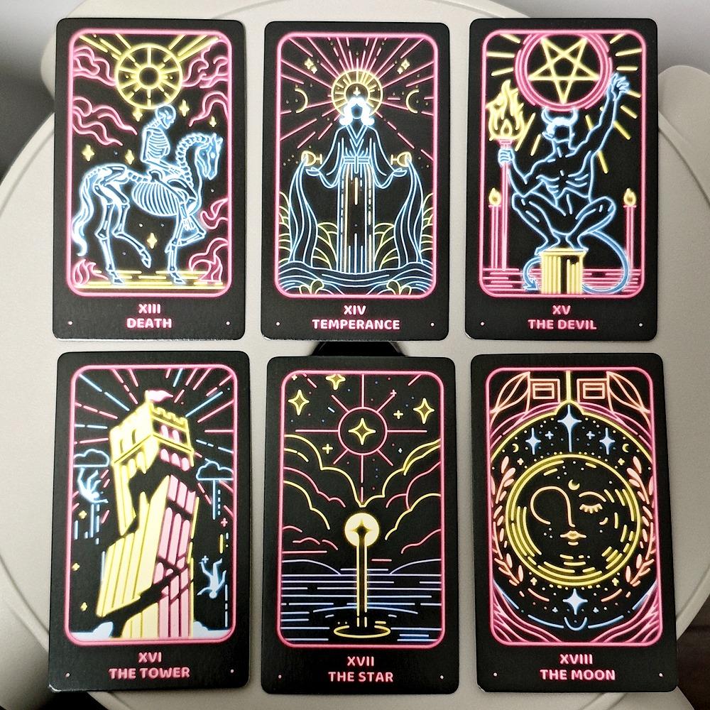 Простая современная минималистская колода Таро Райдера-Уэйта в неоновом стиле, 78 карт для начинающих и профессионалов, 10,3*6 см