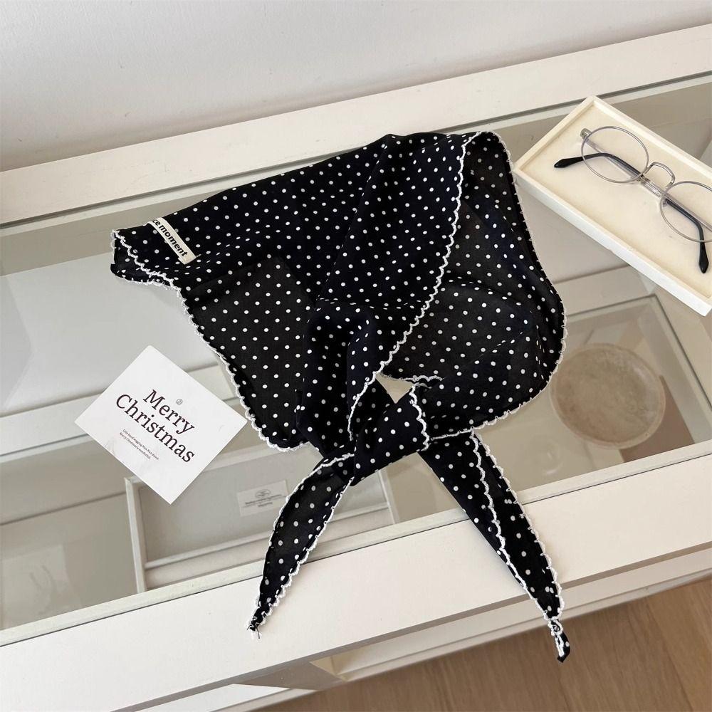 Temperament Sweet Polka Dot Headband Korean Thin Fresh Small Scarf Turban Striped Triangular Hair Band Girls