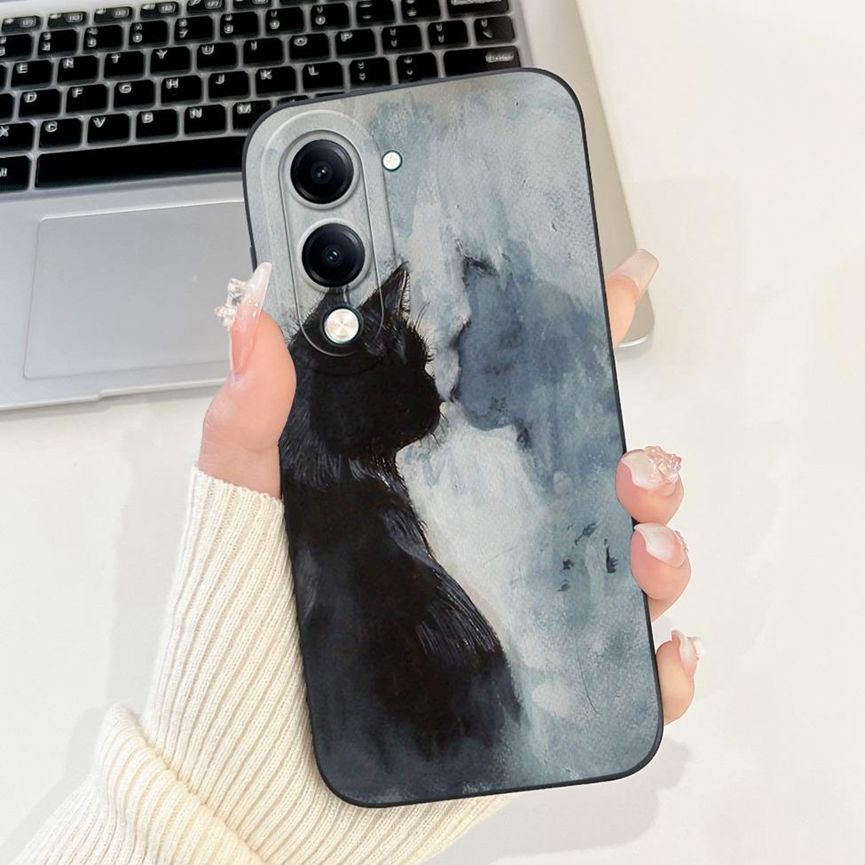 For Vivo Y04 Case V2430 Silicone Cute Cat Fashion Butterfly Flowers Love Painted Back Cover For Vivo Y04 4G Phone Case Bumper