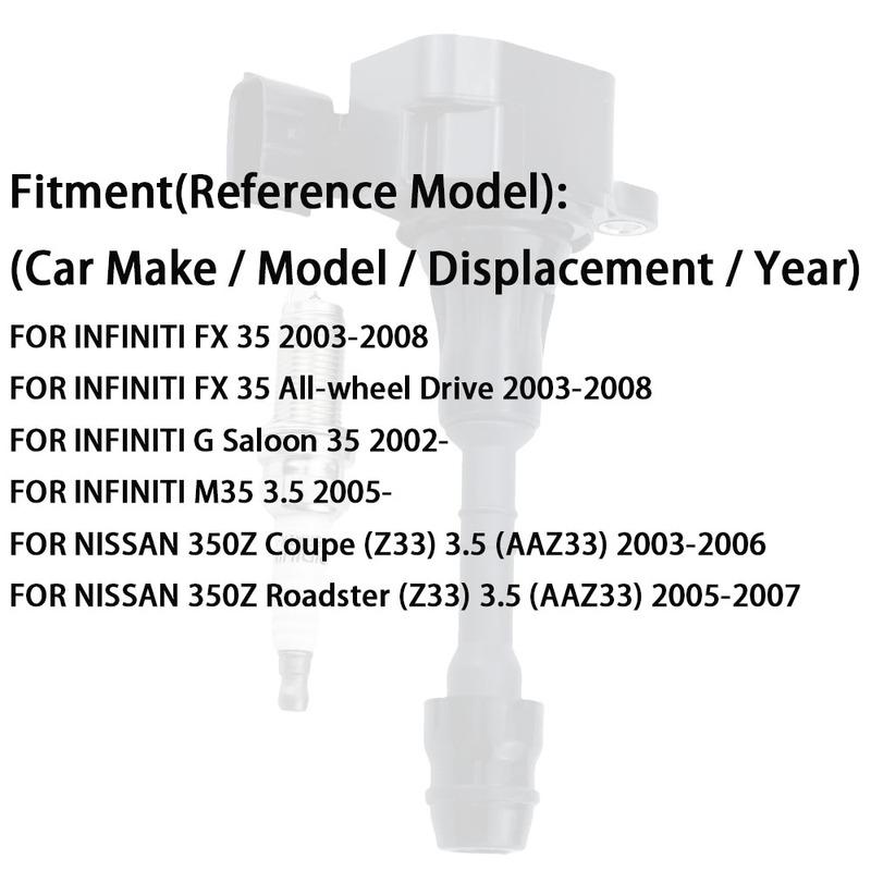 6Sets Ignition Coil Spark Plug For INFINITI FX35 G35 M35 NISSAN 350Z 3.5 2003-2008 22448AL615 22448AL510 22448AL610 Accessories