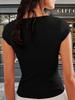 Women's Ribbed Knit Short Sleeve Button Down Slim Fit Y2K Summer Top