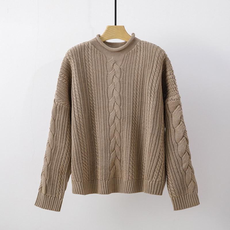 Свитер для женщин осень зима утолщенный пуловер теплый вязаный свитер длинный рукав джемпер свитер оверсайз топы