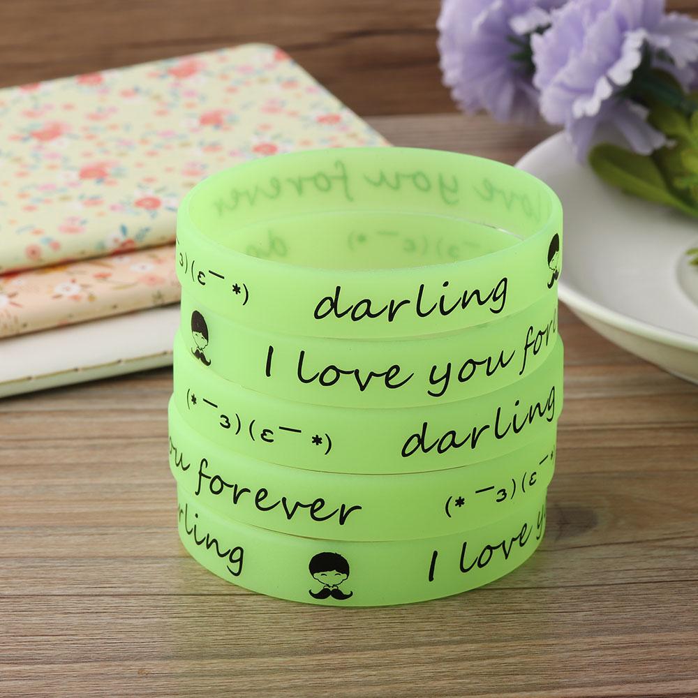 Unisex Shine Glow In The Dark Silicone Bracelet Rubber Bangle Silica Gel Luminous Wristband