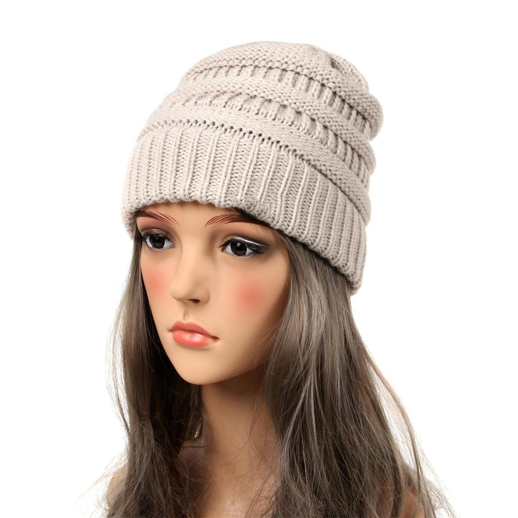 New Autumn And Winter Wool Cap European And American Women's Capped Cap Warm Knitted Cap Simple Solid-Coloured Cap