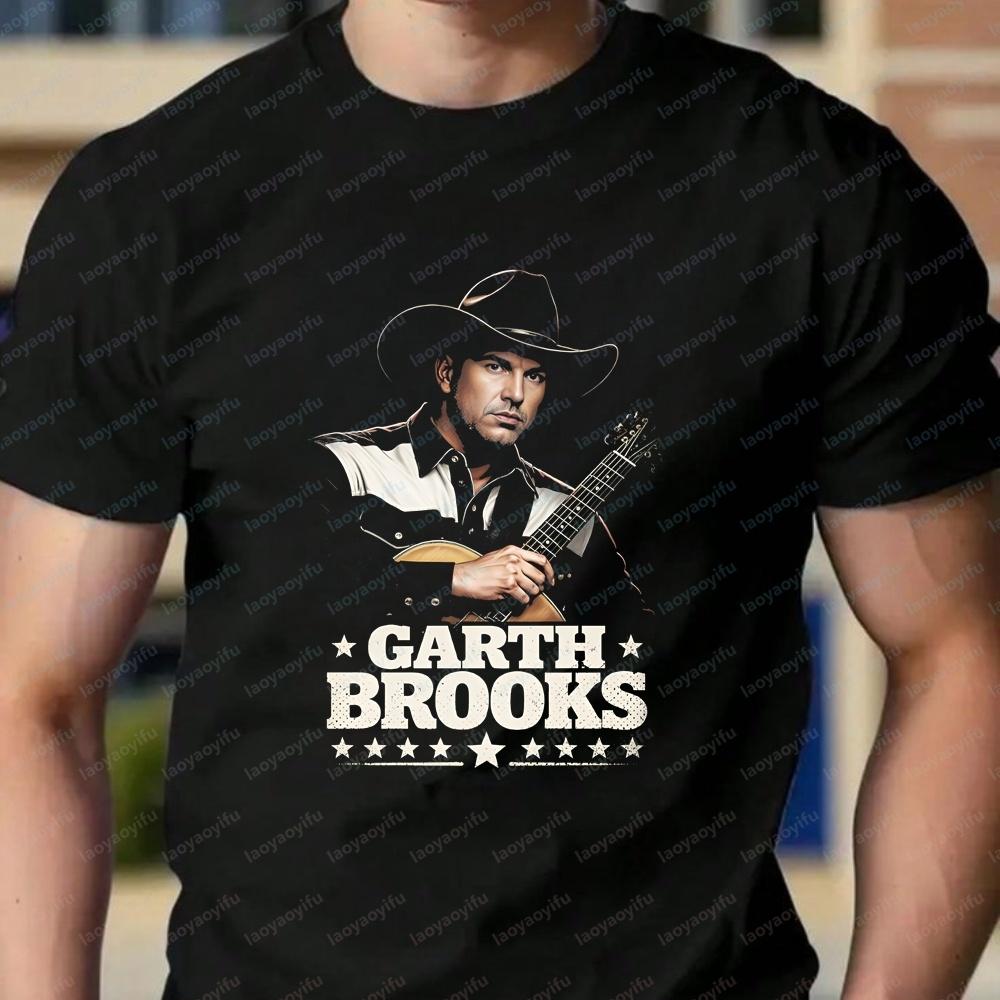 New Style Tops and T-shirts: Garth Brooks Street-style Casual Tops, Round-neck Shirts, Men's and Women's Comfortable T-shirts