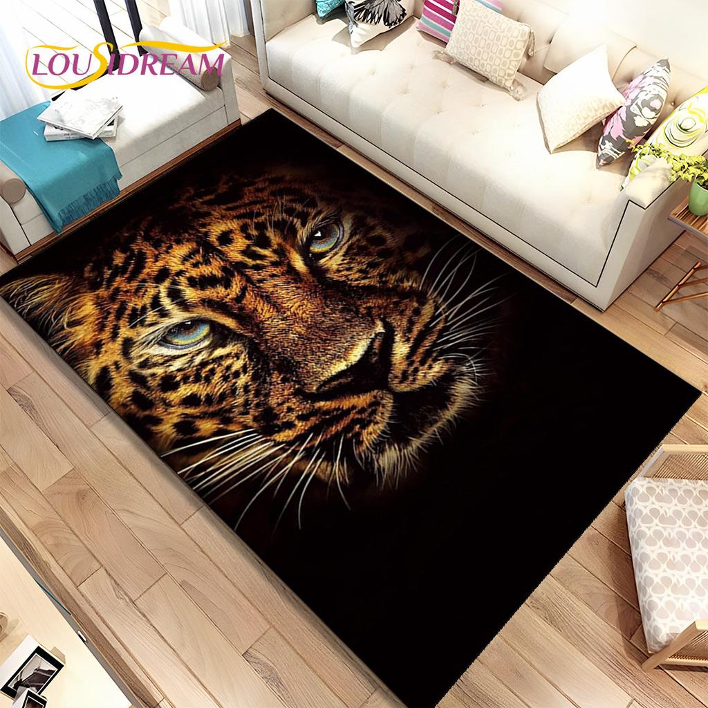 Animal Leopard Cheetah Cartoon Beast Area Rug,Carpet for Home Living Room Bedroom Sofa Doormat Kitchen Decor,Non-slip Floor Mat