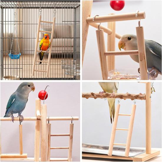 3 Pack Wooden Bird Ladder, Bird Cage Ladder Climbing Toys for Parakeets, Parrots, Cockatoo & Lovebirds