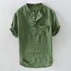 Summer Casual Men's Cotton O-neck Short Sleeve Button Tops Clothing