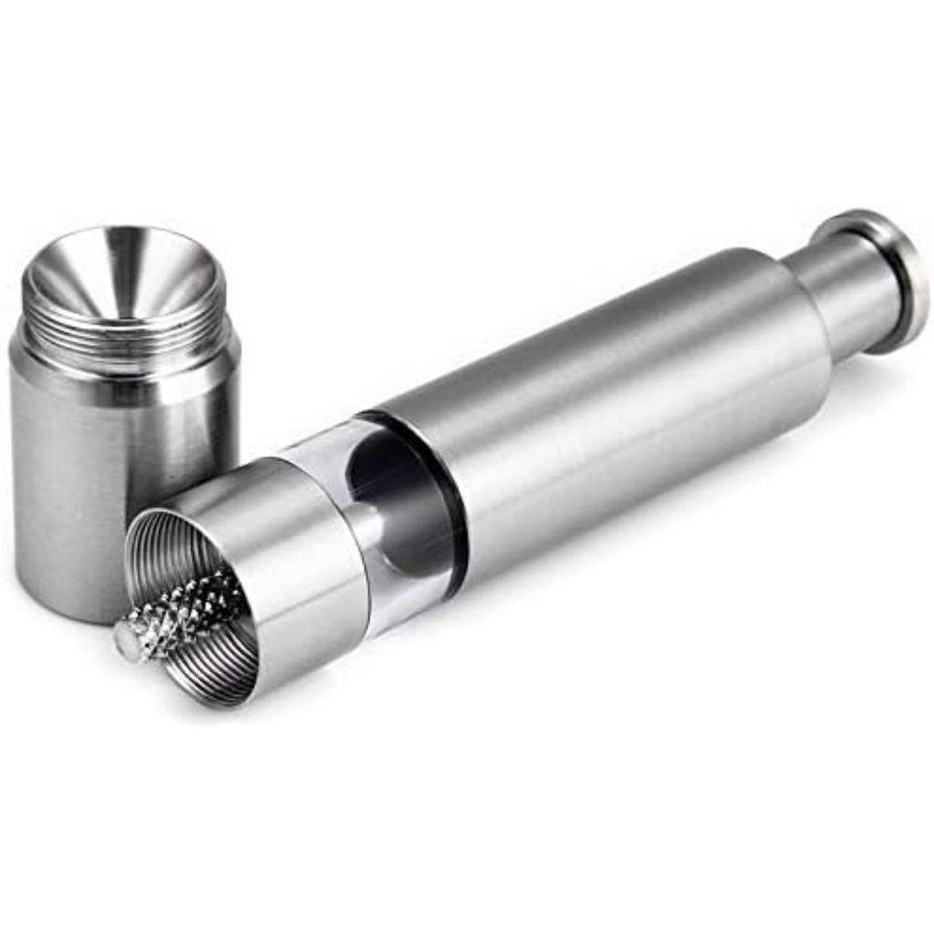 Stainless Steel Salt and Pepper Grinder,Push Button Grinder Modern Design Thumb Grinder, for Black Pepper, Sea Salt and Himalayan Salt, Spice and Salt