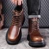 Top Quality Designer Vintage Leather For Men Boots Business Fashion Genuine Leather Men Boots Lace Up Outdoor Motorcycle Boots