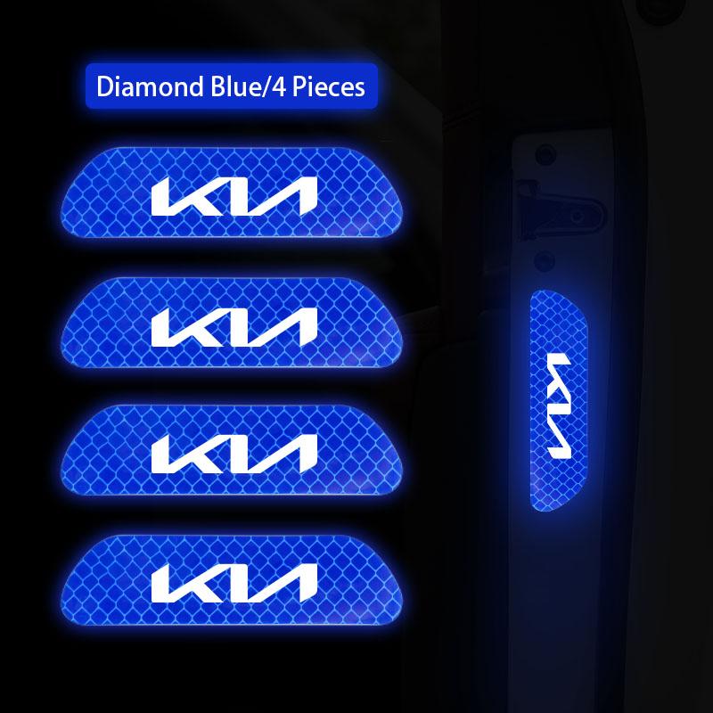 BJMISK1 4Pcs Car Stickers Door Opening Reflective Warning Sticker Valve For KIA K5 K9 Sorento Ceed Sportage Carnival Stinger Niro Soul