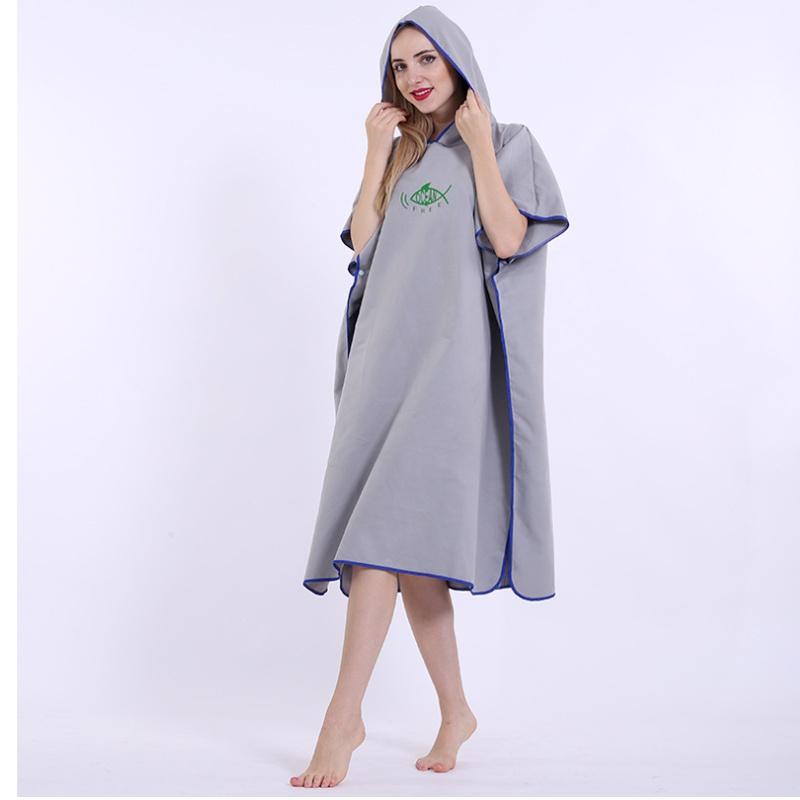 Unisex Beach Towel Poncho Bath Changing Robe Hooded Quick Dry Bathrobe Adult UK