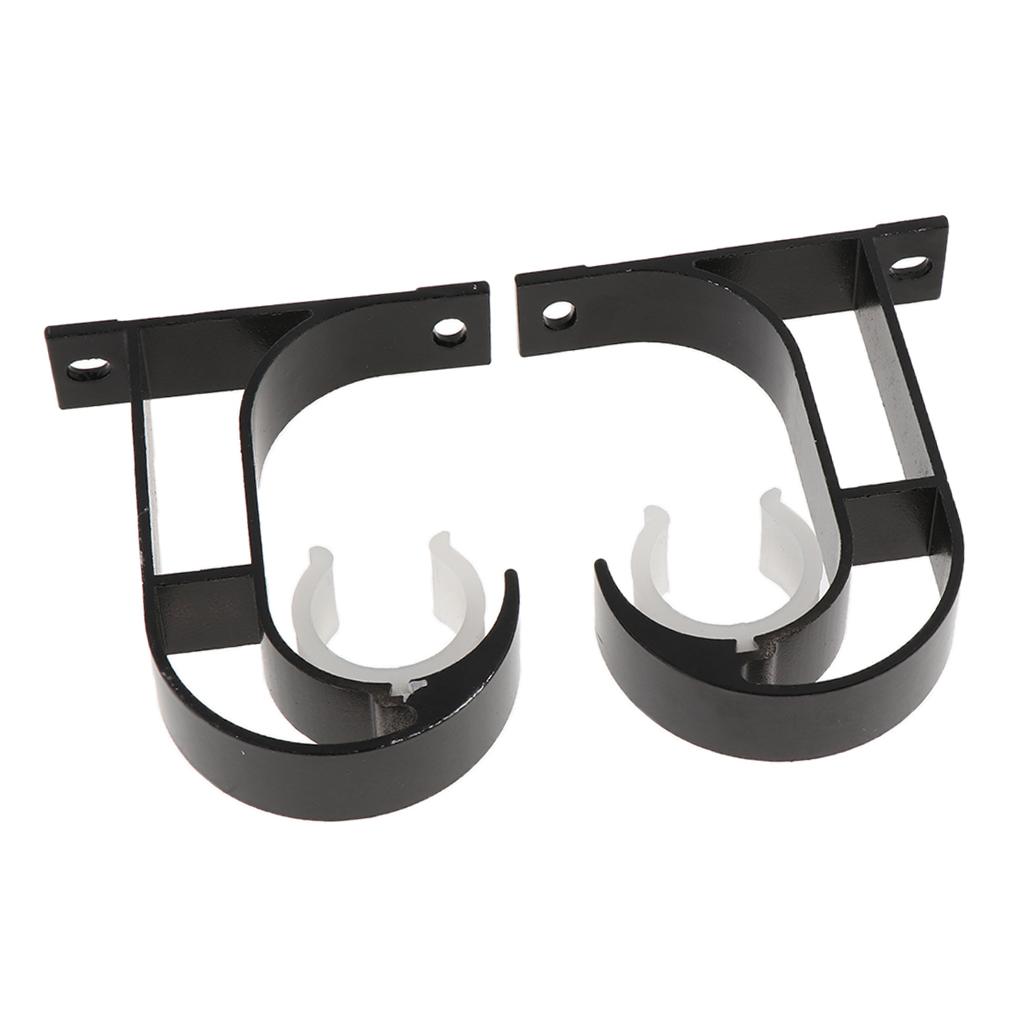 Set of 2, Curtain Brackets Drapery Rod Holder Hardware Black Heavy Duty