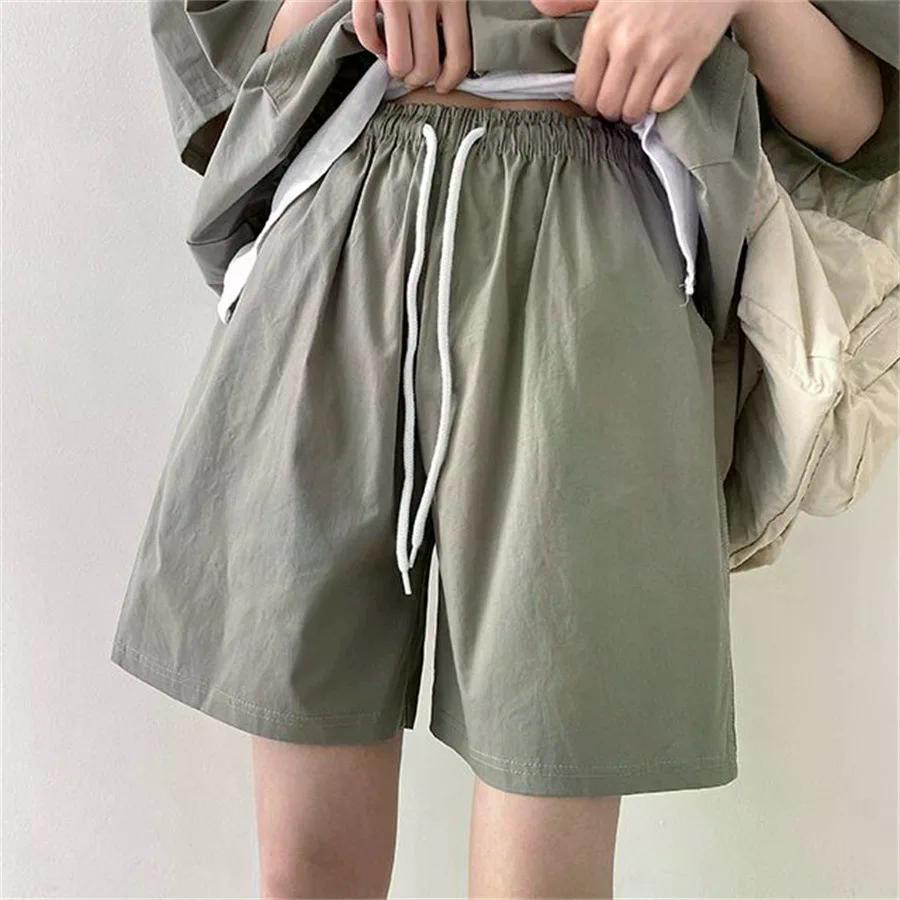 Женские спортивные комплекты из 2 предметов Летний костюм Шорты Футболка С капюшоном Свободный спортивный костюм Тренировочный костюм Корейский стиль